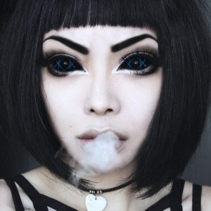Black Sclera Blue Atom Contacts