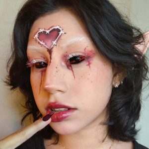 Red ECG Line Black Sclera Contacts